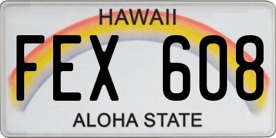 HI license plate FEX608