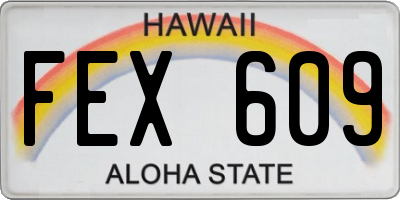 HI license plate FEX609