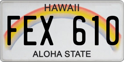 HI license plate FEX610