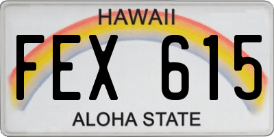 HI license plate FEX615