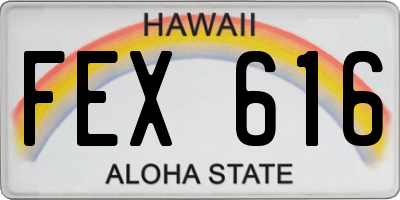HI license plate FEX616