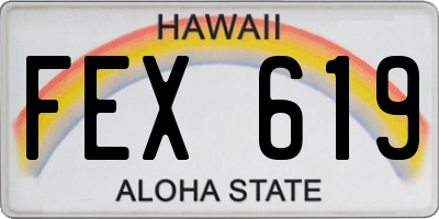 HI license plate FEX619