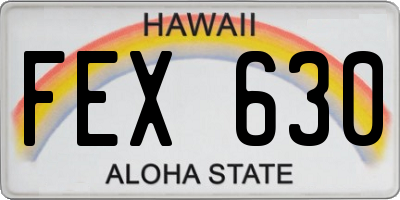 HI license plate FEX630