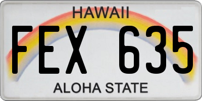 HI license plate FEX635