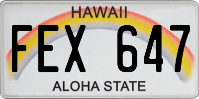 HI license plate FEX647