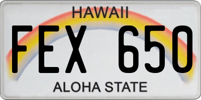 HI license plate FEX650