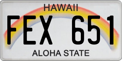 HI license plate FEX651