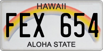 HI license plate FEX654