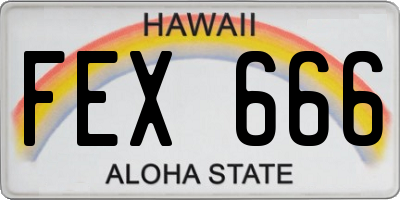 HI license plate FEX666