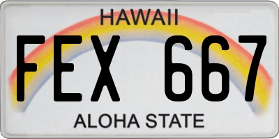 HI license plate FEX667