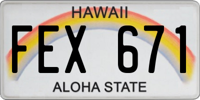 HI license plate FEX671