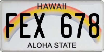 HI license plate FEX678
