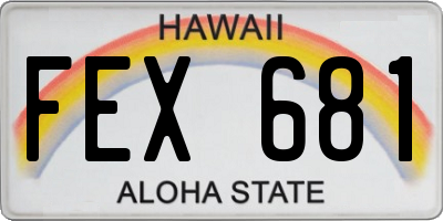HI license plate FEX681