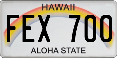 HI license plate FEX700