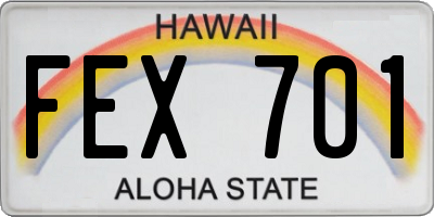 HI license plate FEX701