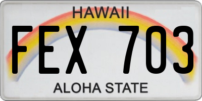 HI license plate FEX703