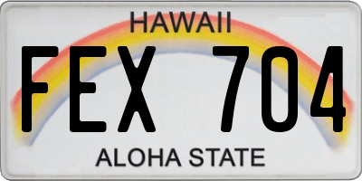HI license plate FEX704