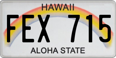 HI license plate FEX715