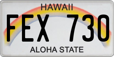 HI license plate FEX730