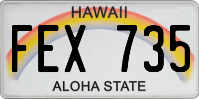 HI license plate FEX735