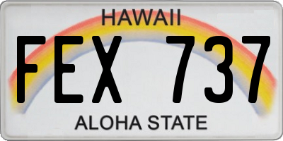 HI license plate FEX737