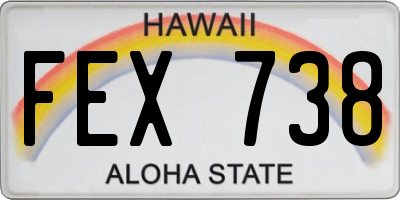HI license plate FEX738