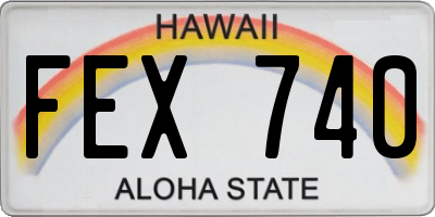 HI license plate FEX740