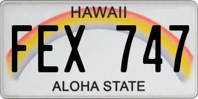 HI license plate FEX747