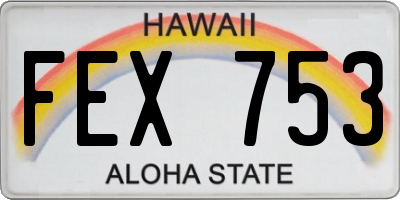 HI license plate FEX753