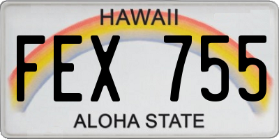 HI license plate FEX755