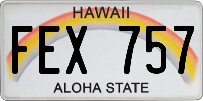 HI license plate FEX757