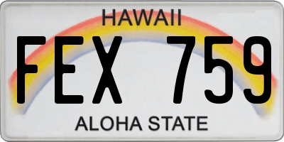 HI license plate FEX759