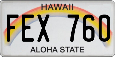 HI license plate FEX760