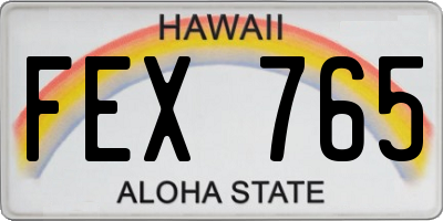 HI license plate FEX765