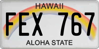 HI license plate FEX767
