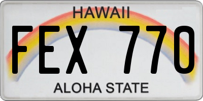 HI license plate FEX770