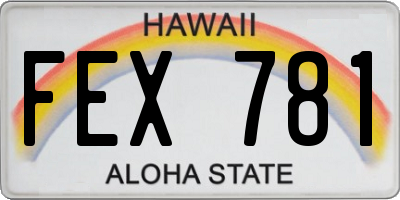 HI license plate FEX781