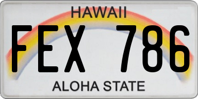 HI license plate FEX786