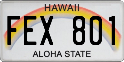 HI license plate FEX801