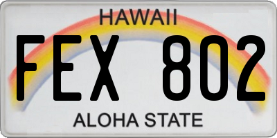 HI license plate FEX802