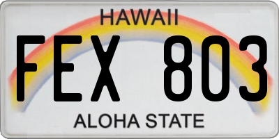 HI license plate FEX803