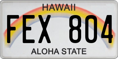 HI license plate FEX804