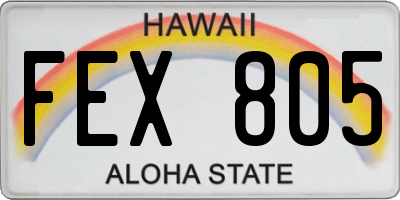HI license plate FEX805