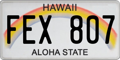 HI license plate FEX807