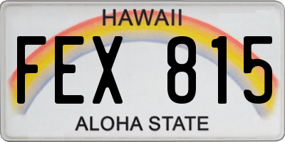 HI license plate FEX815