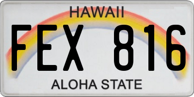 HI license plate FEX816