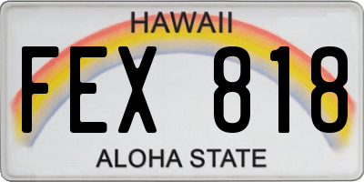 HI license plate FEX818