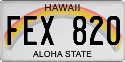 HI license plate FEX820