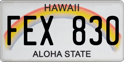 HI license plate FEX830