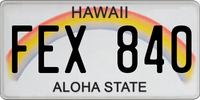 HI license plate FEX840